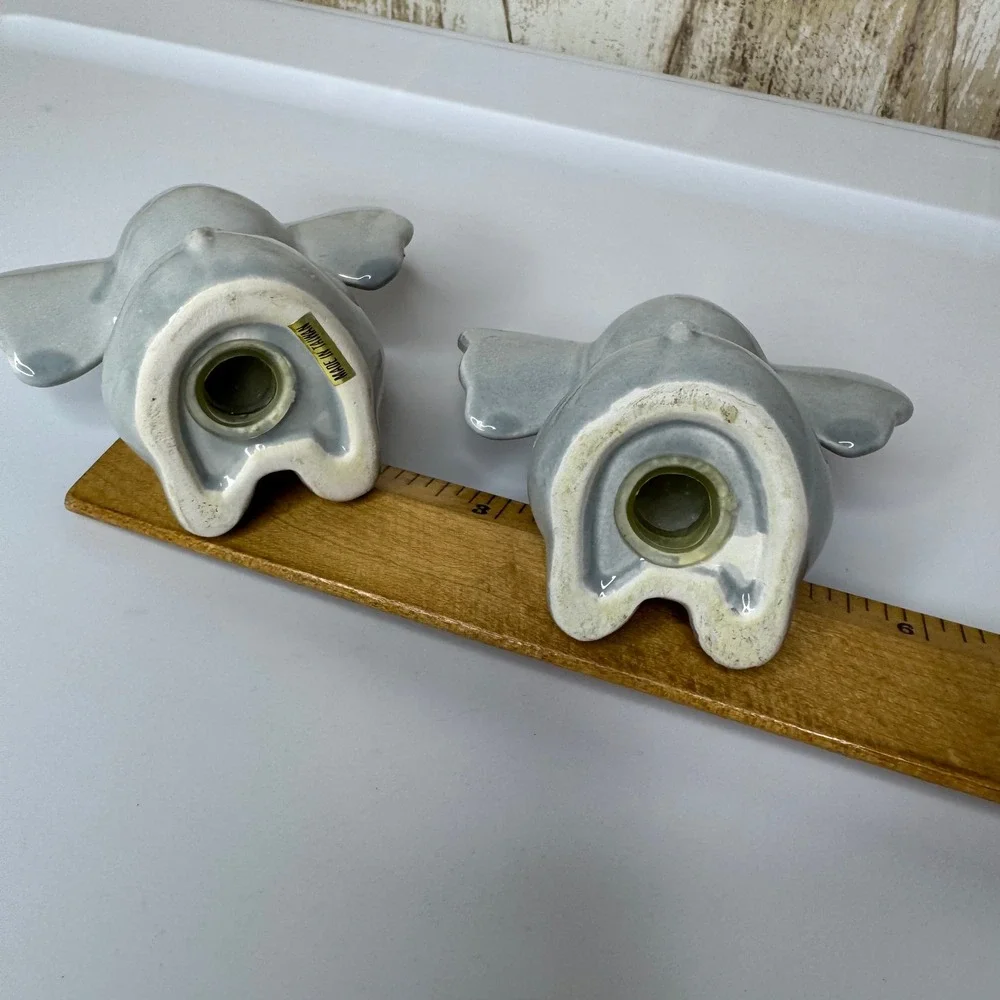 Vintage Gray Ceramic Elephant Salt‎ and Pepper Shakers Made in Taiwan